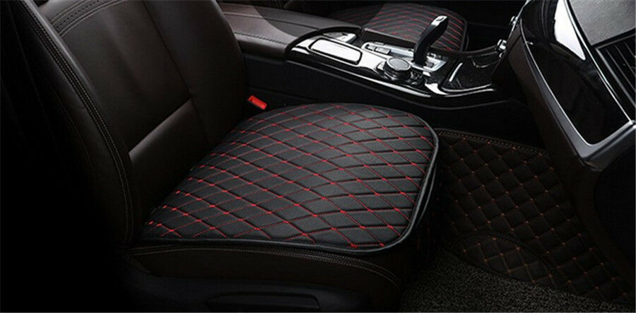 2x Black&Red PU Leather Auto Car Front Seat Cover Cushion Four Seasons Universal