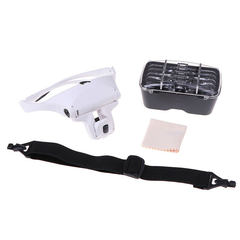 Magnifying Glass Lens LED Light Lamp Visor Head Loupe Jeweler Headband Magnif DD