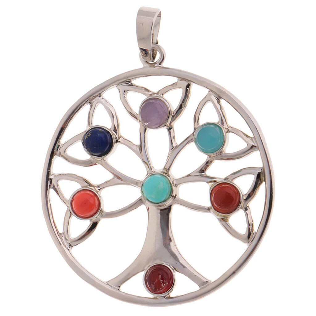 Fashion Women Men's Multi-color Gemstones Tree of Life Charm Pendant Jewelry