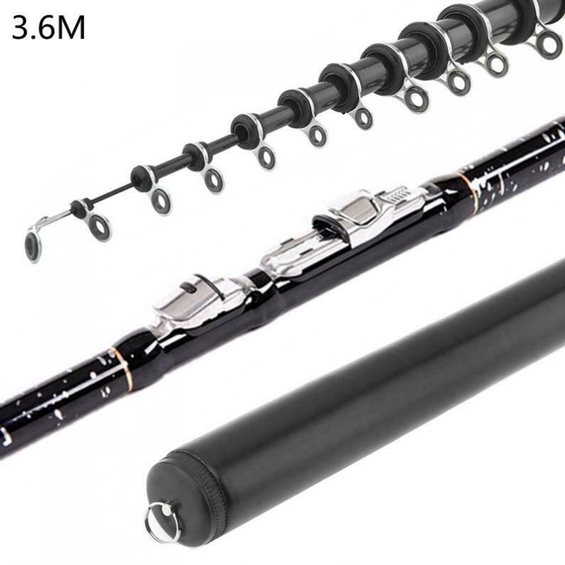 3.6m Black Telescopic Rock Carp Fishing Rod Carbon Fiber Surf Spinning Pole
