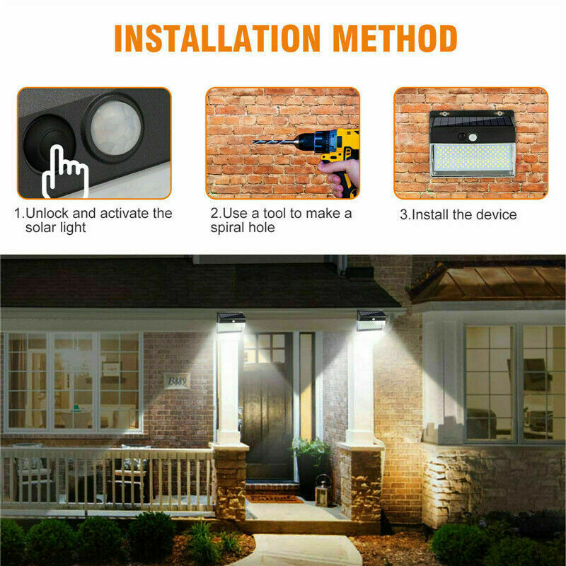 262 LED PIR Motion Sensor Solar Power Garden Light Outdoor Yard Lamps Waterproof