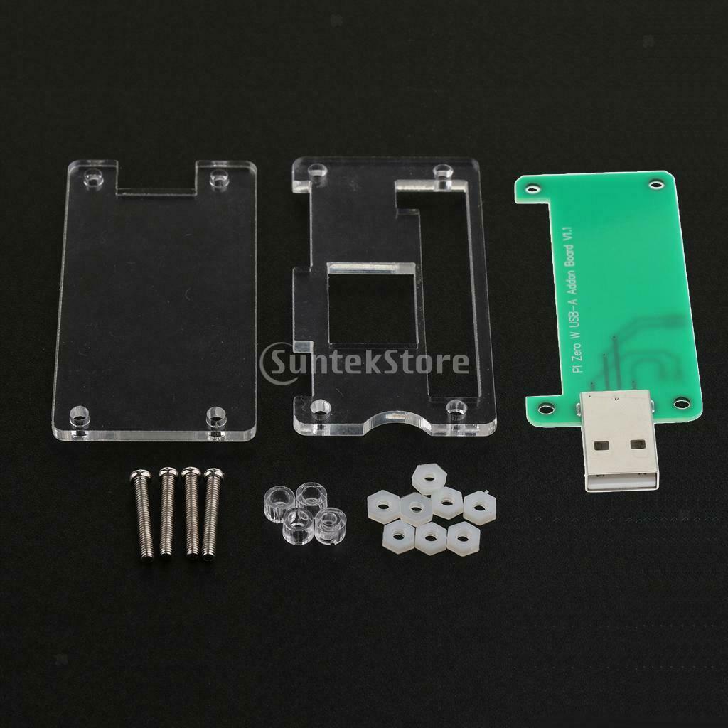 Raspberry Pi Zero W USB-A Addon Board with Protective Acrylic Clear Case