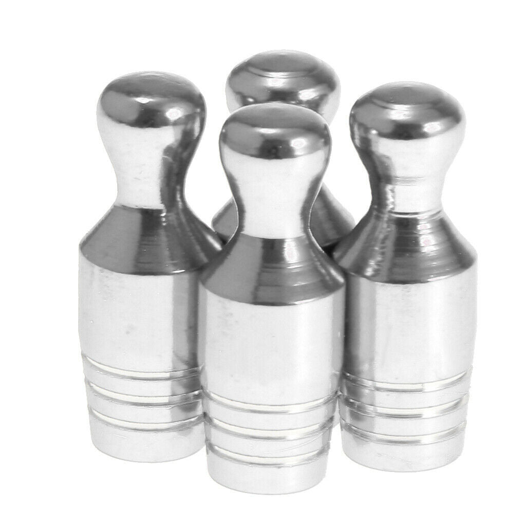 4X Car Bicycle Wheel Tire Air Valve Stems Cap Dust Cover Bowling Type Sliver