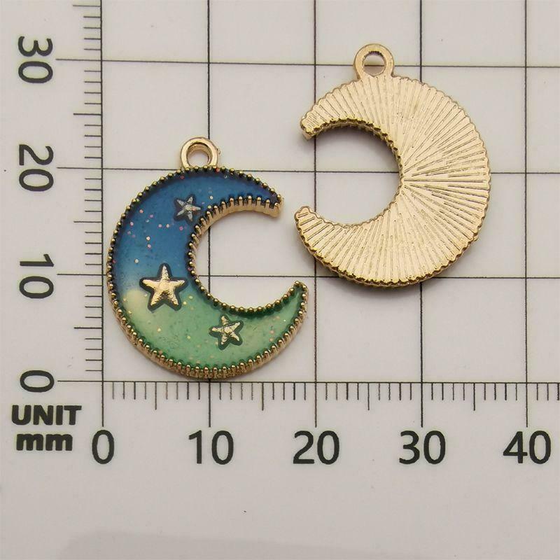 24 Pcs/pack DIY Jewelry Accessories Drop Oil Alloy Small Pendant Bracelet Moon