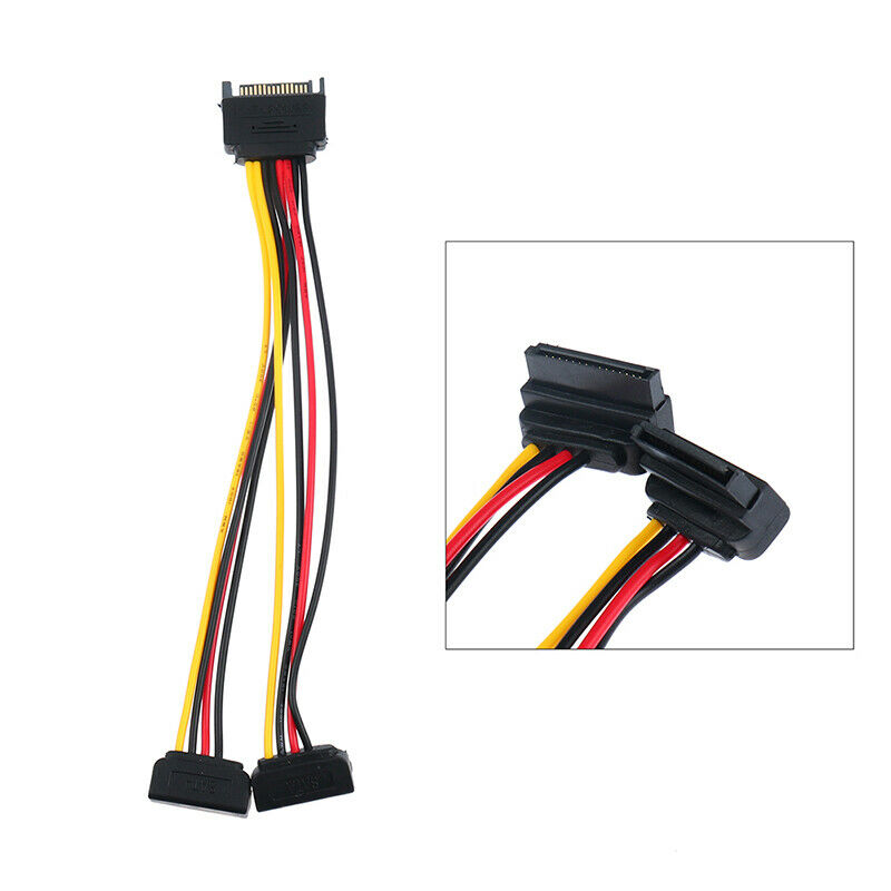 15Pin Male to 2 x 15Pin Female Adapter Sata Power Cable 90 Degree For H.l8