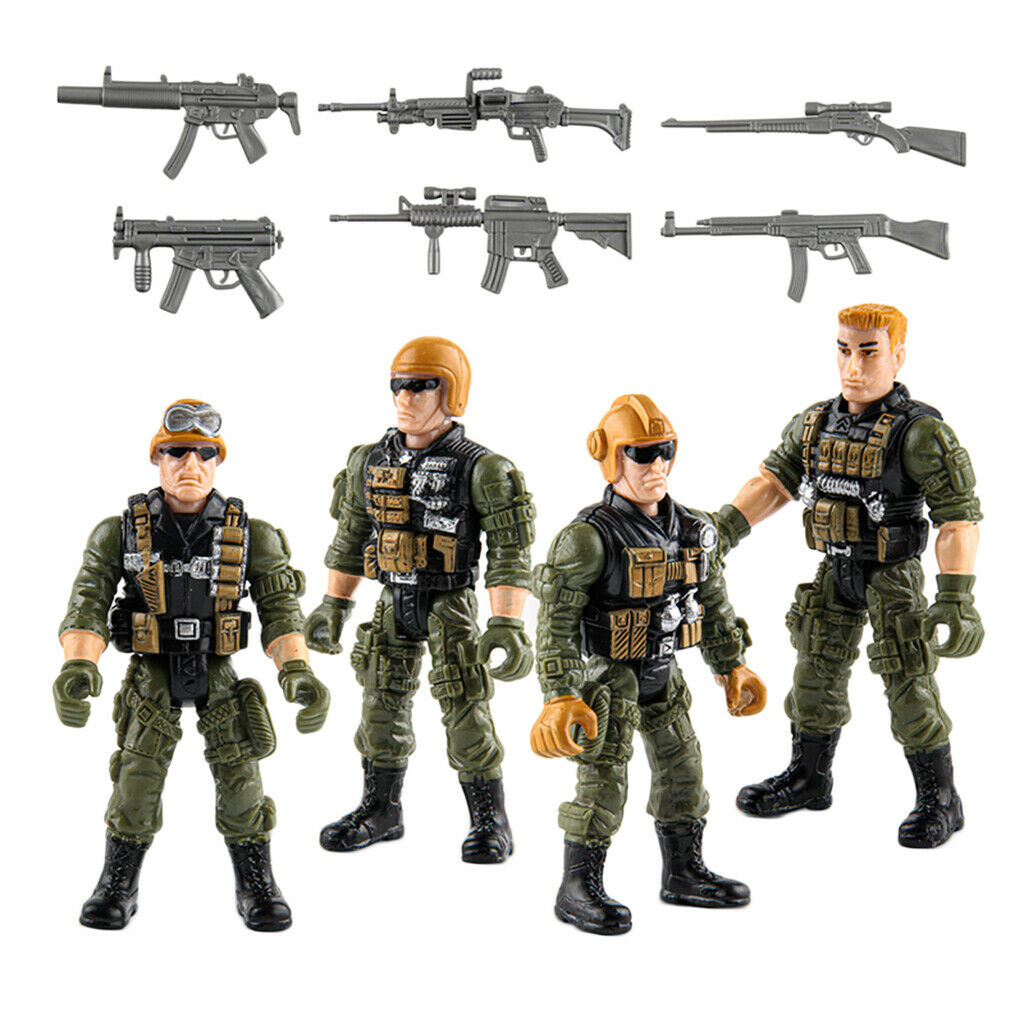 4pcs/set Army Marine Corps Soldier Miniatures Dioramas Gift for Kids Adults