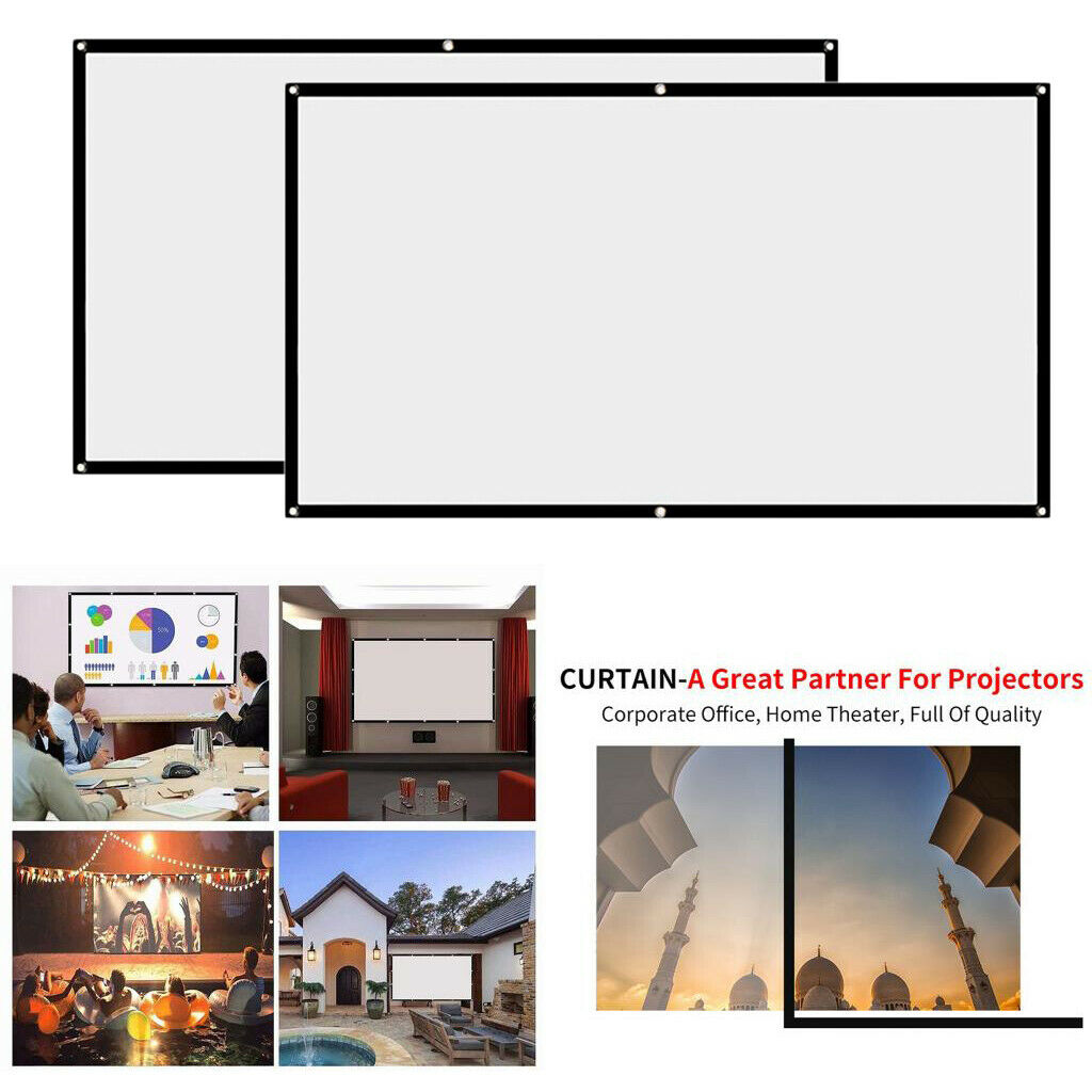 2 Pieces Projector 150" inch 16:9 Foldable Movies Screen for Home Theater