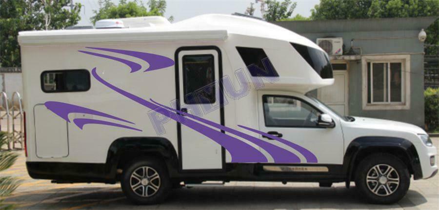 2x RV Caravan Stickers Purple Wave Stripe Look Decoration Decals GraphicsTrim