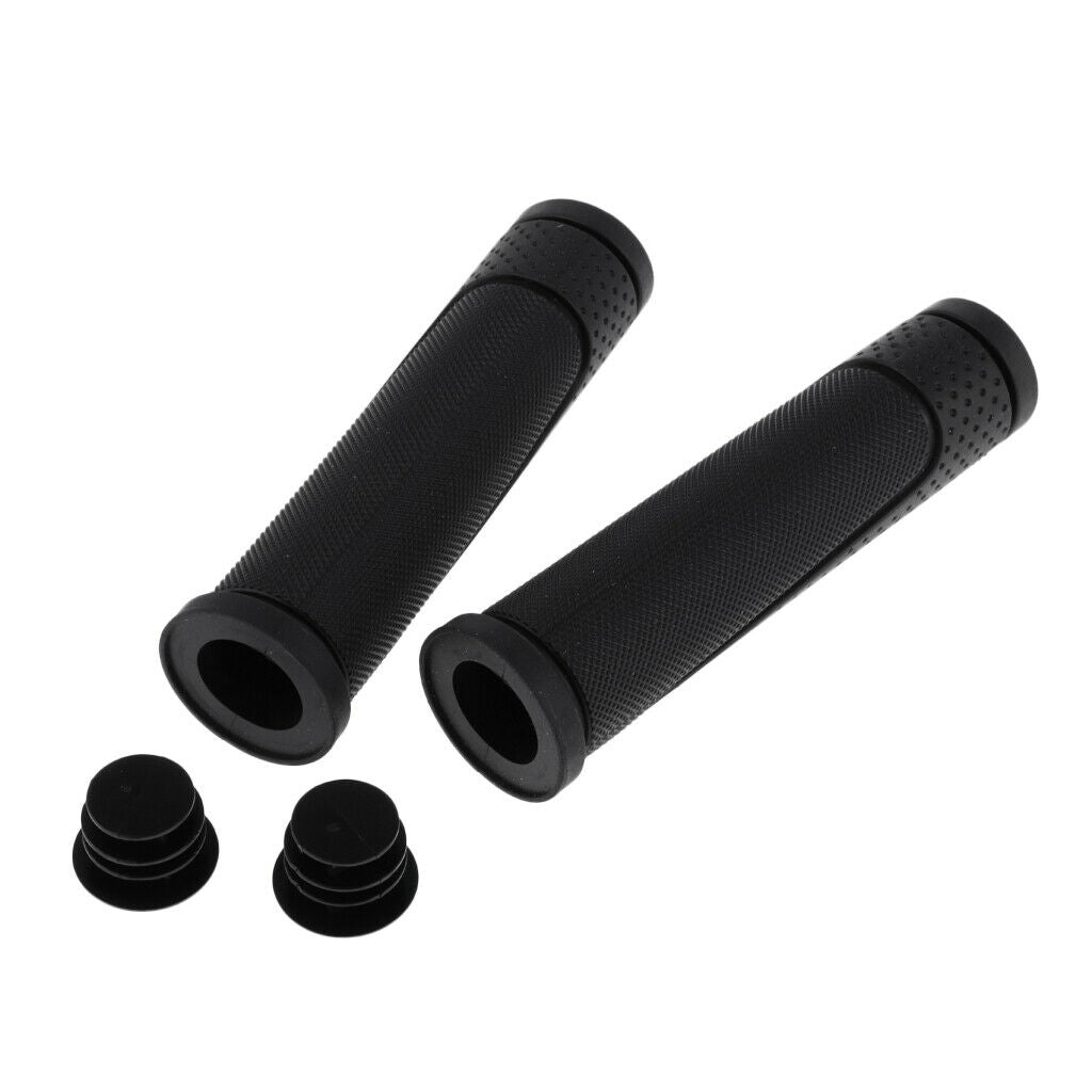 Bike Handlebar Grips Rubber Cycle  Handle Bar End Cover 1 Pair Black