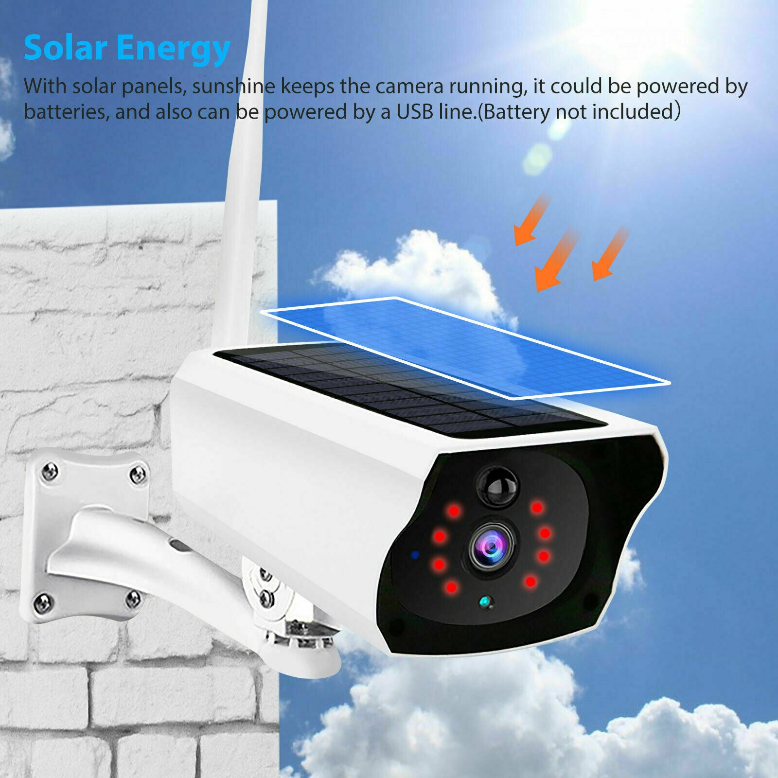 Outdoor Wireless Solar IP Camera Wifi 1080P Security Night Vision Waterproof