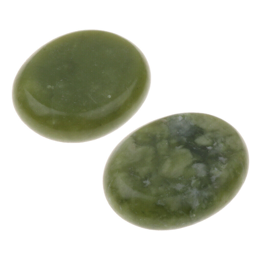 2x Professional Green Body Massage Essential Jade Stones Set for Fatigue Relief