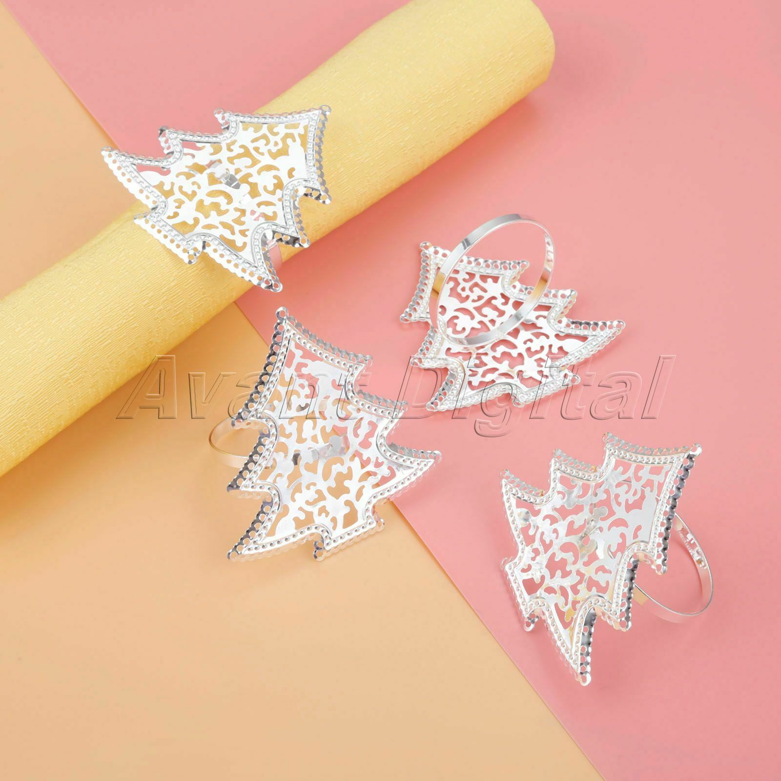 6Pcs Napkin Ring Star Christmas Tree Wedding Party Serviette Buckle Holder Decor
