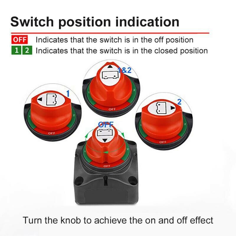 12-60V RV Disconnect Rotary 3 Position Car Battery Isolator ON/OFF Switch foA2C6