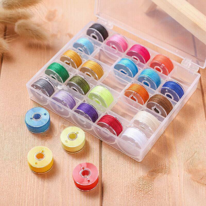Lots 25pcs DIY Sewing Thread Set with Plastic Bobbins Sewing Machine Spools Case