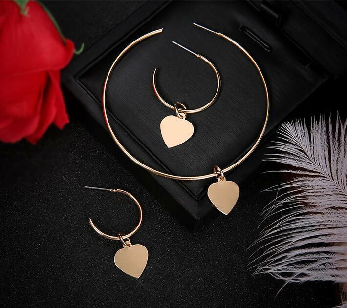 3 pcs/set Simple golden Circle heart earrings for Women Fashion Jewelry earrings