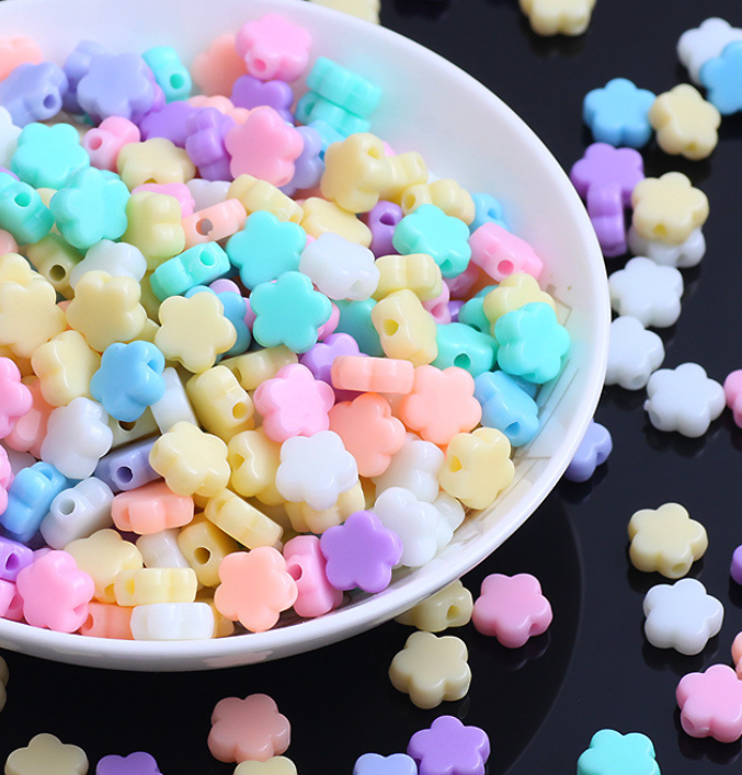 100pcs Mixed color plum flower acrylic beads Beading jewelry accessories 9mm