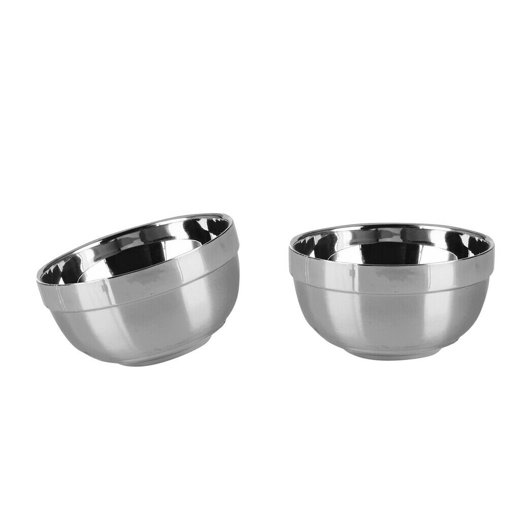 2Pcs Stainless Steel Bowl Set Double-walled Insulated Metal Snack Bowls