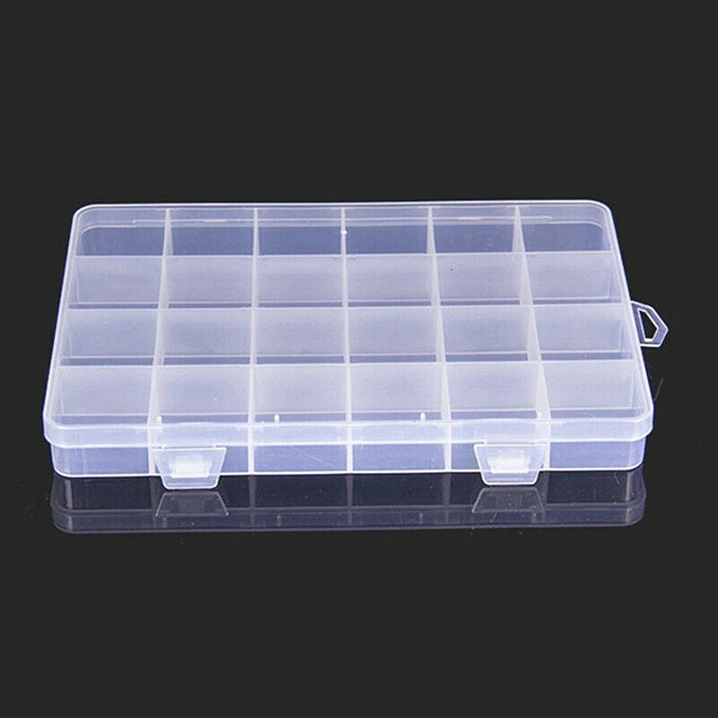 24 Grids Plastic Storage Box Transparent Organizer Beads Jewelry Coins Holder