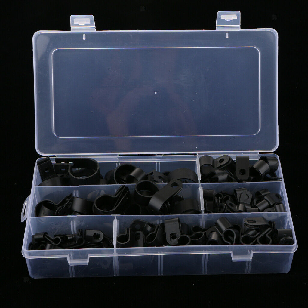 200 Pieces Dia 5mm 6mm 9mm 12mm 19mm 25mm R-Type Wire Clamps Clips Fastener