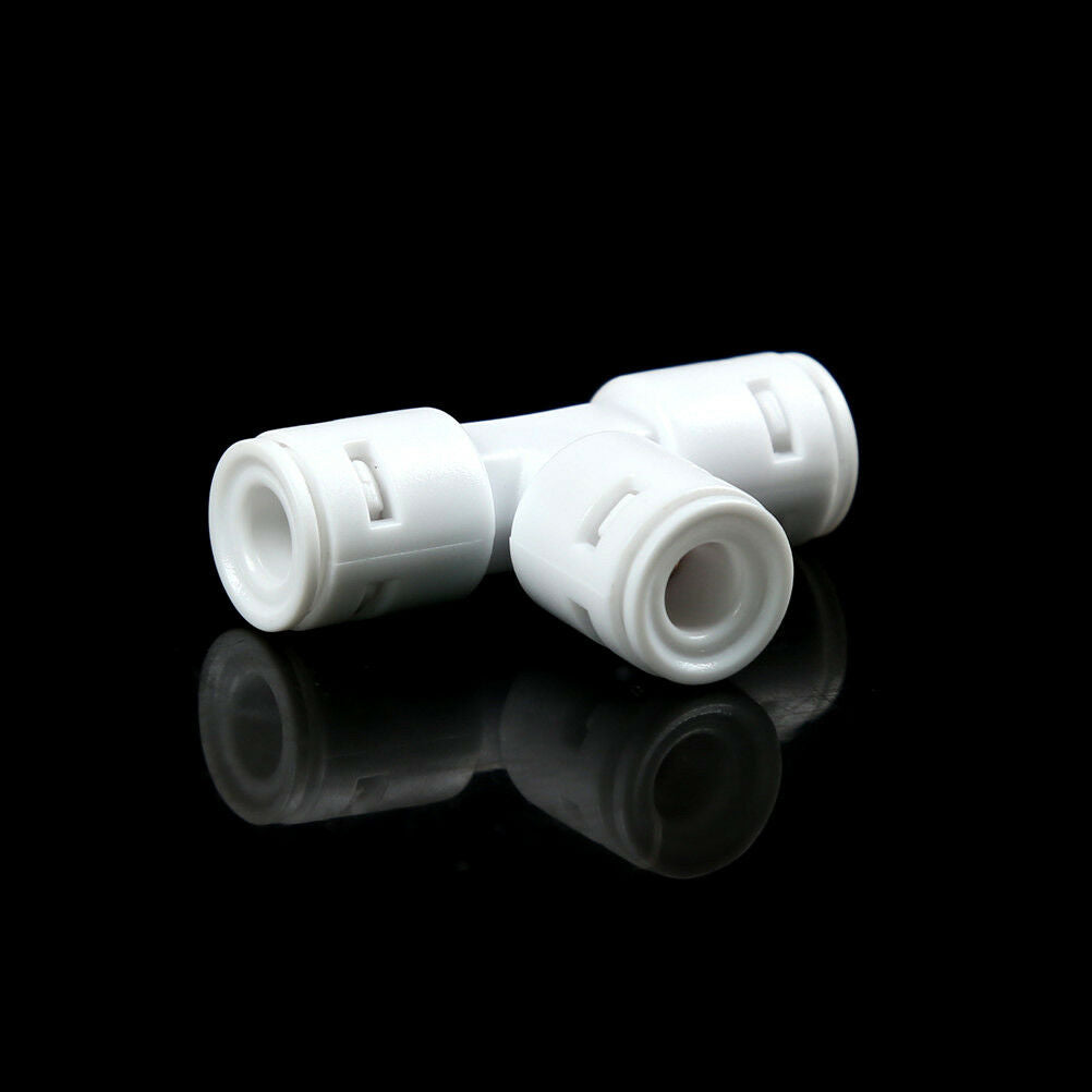 2pcs 1/4" 3-way Union Tee Tube Quick Connect Push Fit RO Water Reverse OsmY1