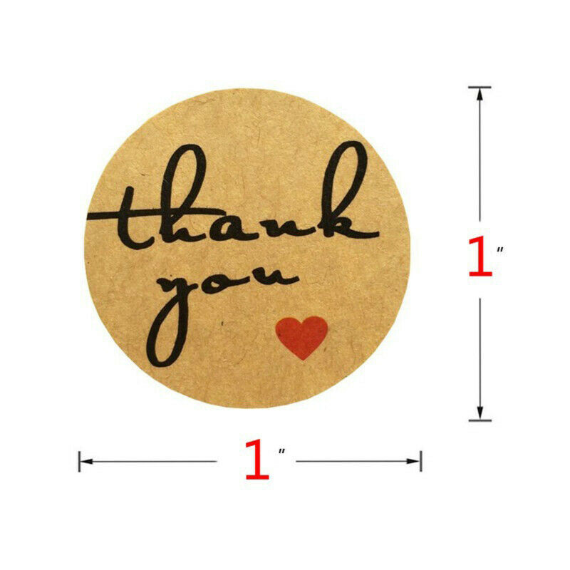 500pcs kraft paper thank you stickers with red heart s handmade labels st.l8