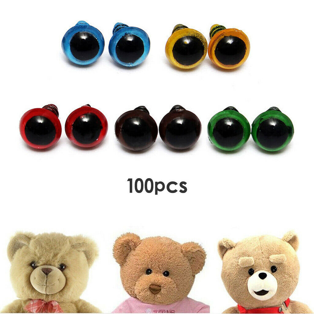 100pcs 10mm Mixed Color Animal Safety Eyes for Plush Toys Making Supplies