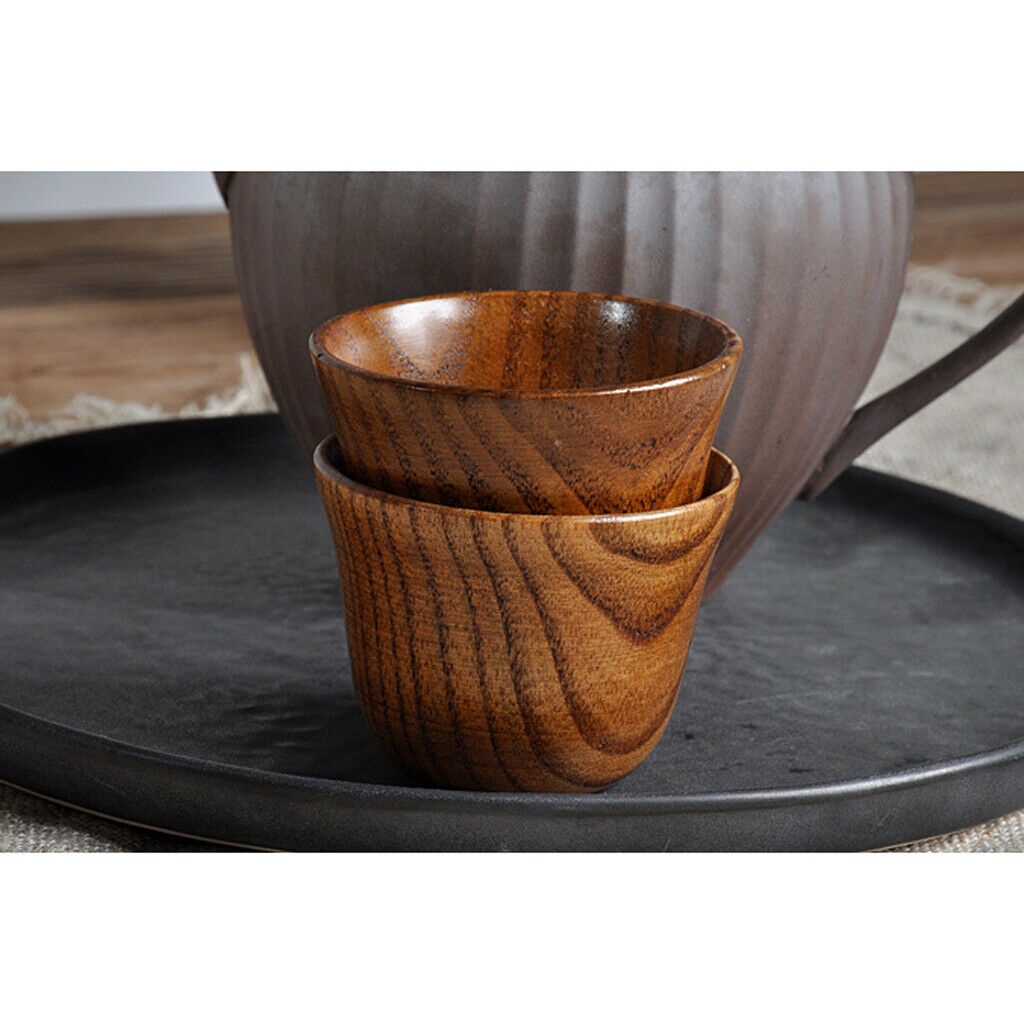 3 Pieces Natural Wood Coffee Mug Wooden Coffee Cup Mug Office Milk Tea Mug Cute