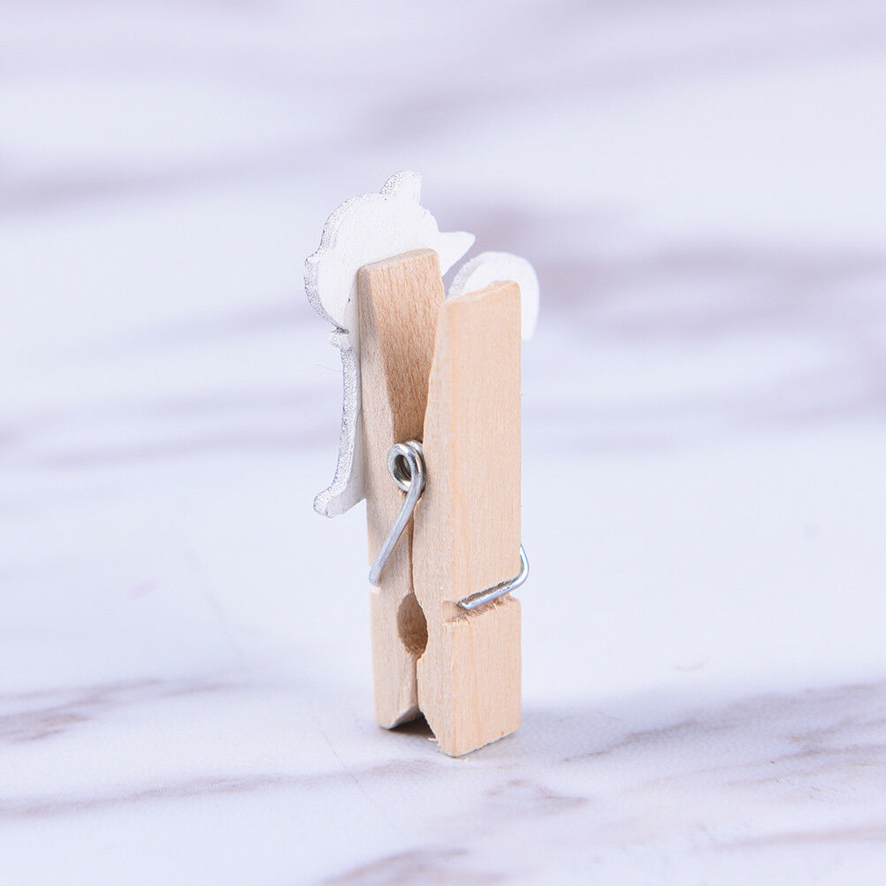 10x Cute cat wooden clips with hemp rope Mini paper clip for students DIY.l8