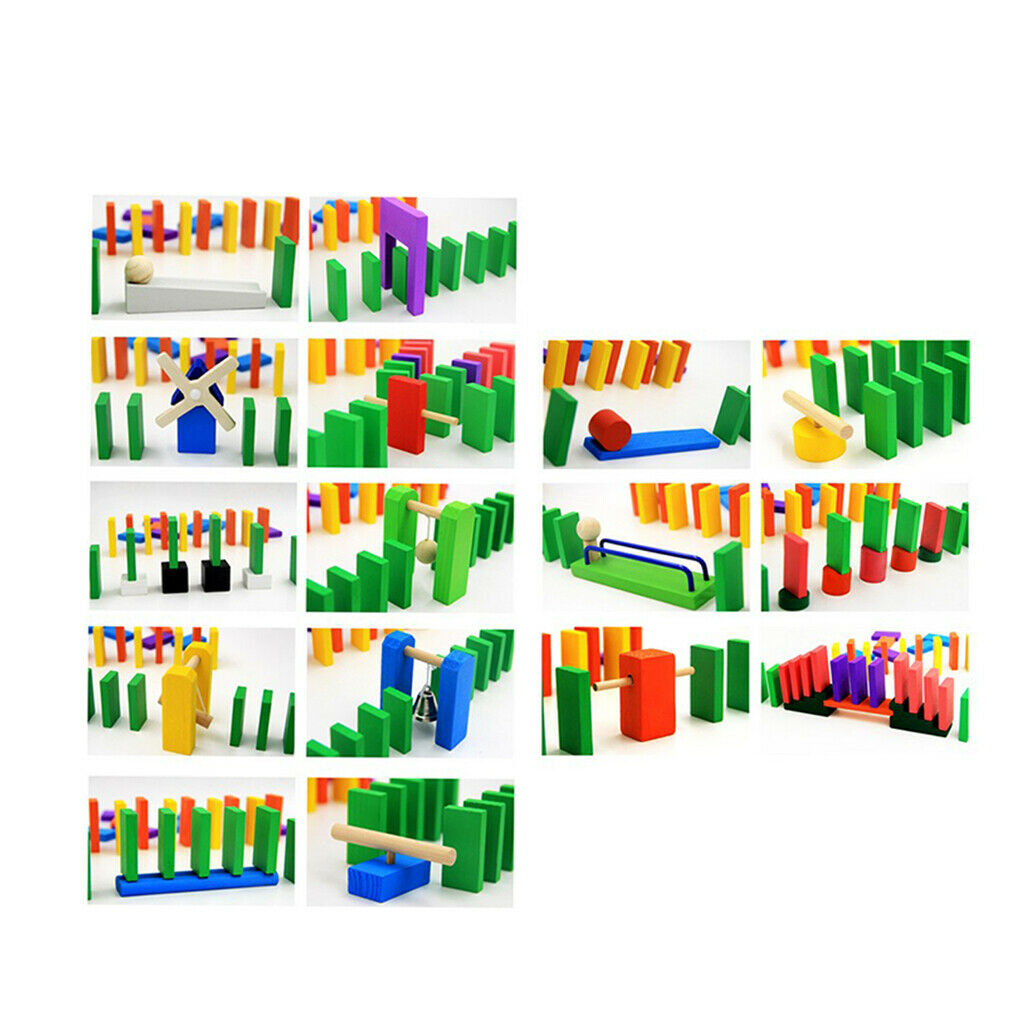 Adults Wooden Dominoes Set 24-Pieces, Domino Race Add-On Roadblock Blocks -