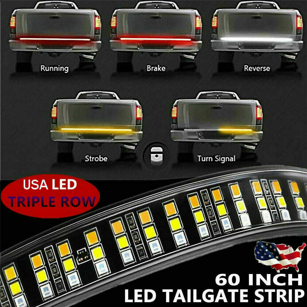 60"Truck Tailgate LED Light Bar Brake Reverse Turn Signal Stop Tail Strip 2021
