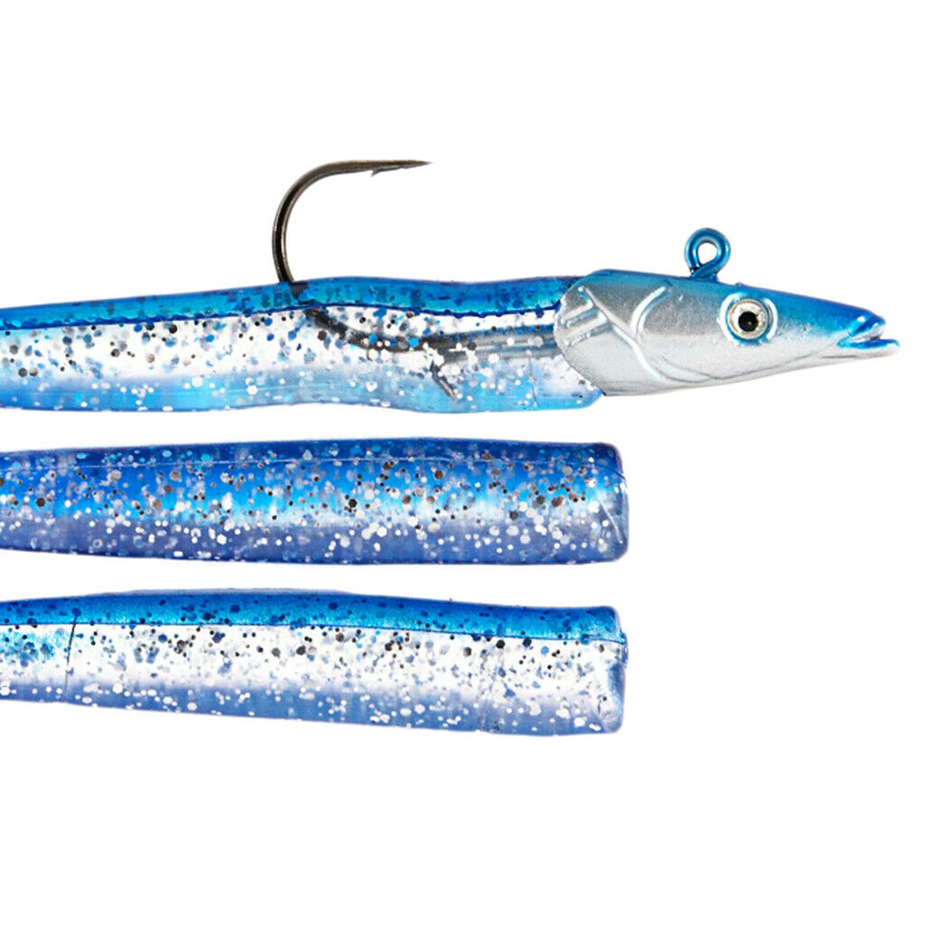 Bait Fishing Lures 22g Jigging Lead Head Jig Fish T Tail Sea Bass Blue