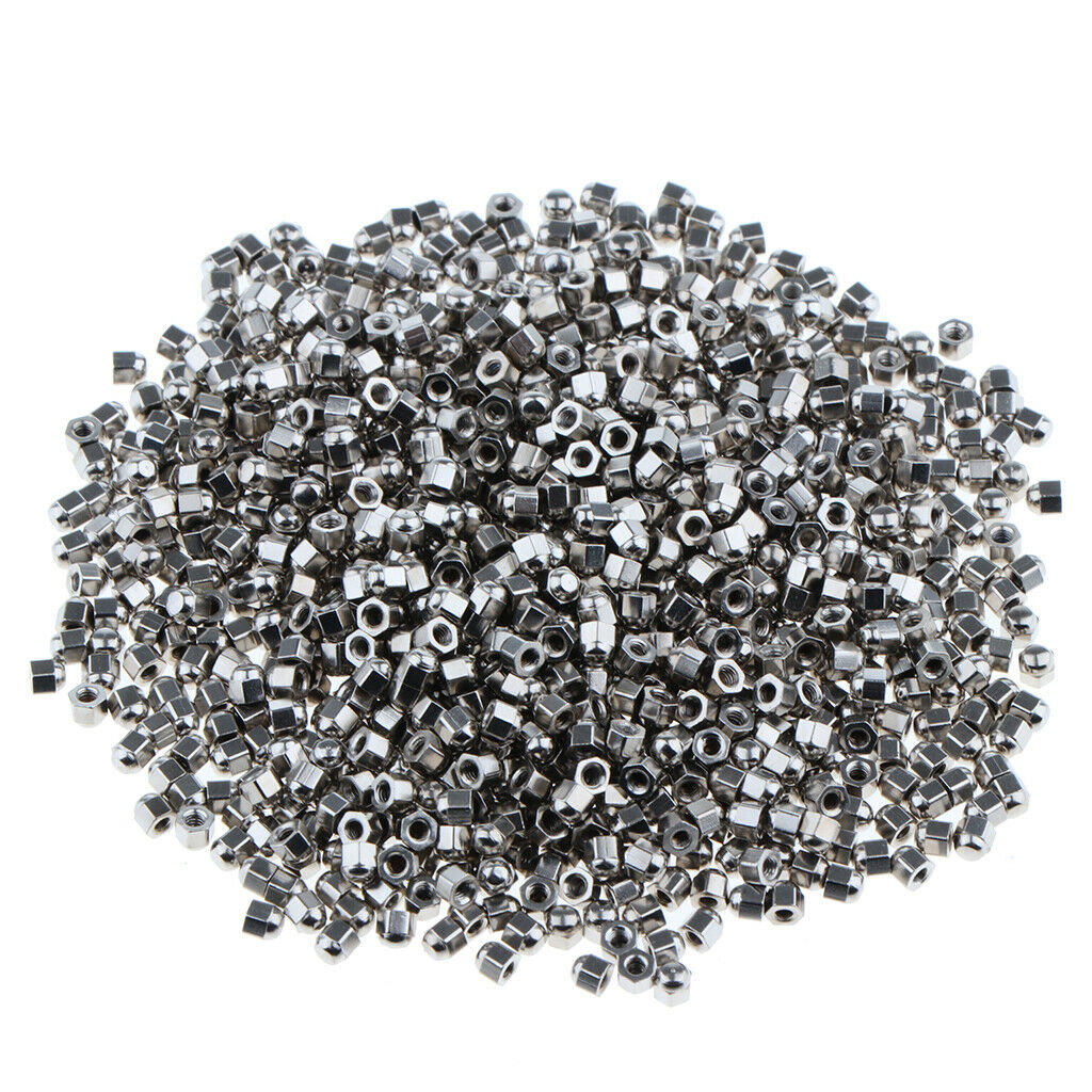 1000x Dome Head Acorn   Capped Hex Nut 1.4mm for Watch Eyeglass Repairing