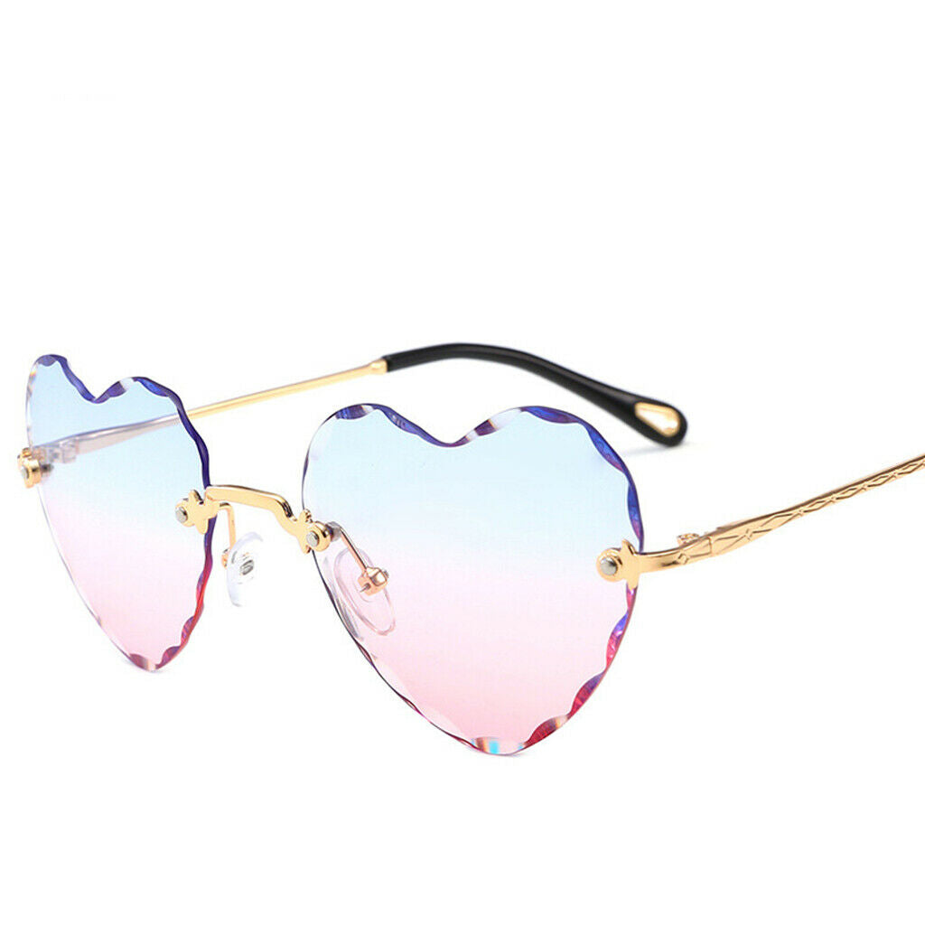 2Pcs Women Rimless Heart Shape Fashion UV400 Protection Sunglasses
