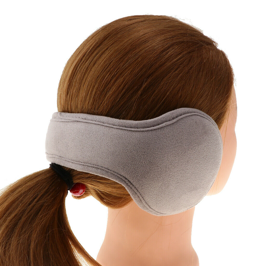 Unisex Plush Foldable Winter Muffs Warmers Headband Sherpa Ear Covers Light Gray