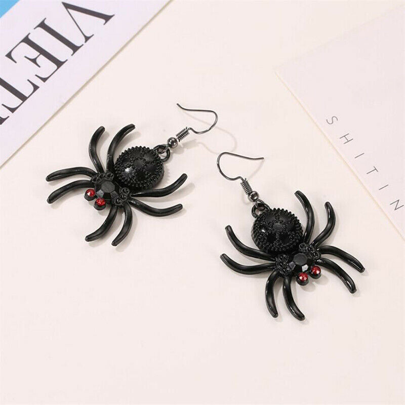 Gothic Halloween Crystal Spider Drop Dangle Earrings Hip Hop Party Jewelry Gi Rf