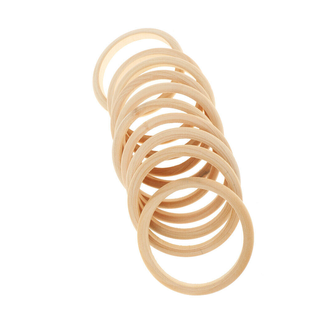 10pcs Unfinished Natural Unpainted Plain Wooden Bracelet Bangle DIY Material