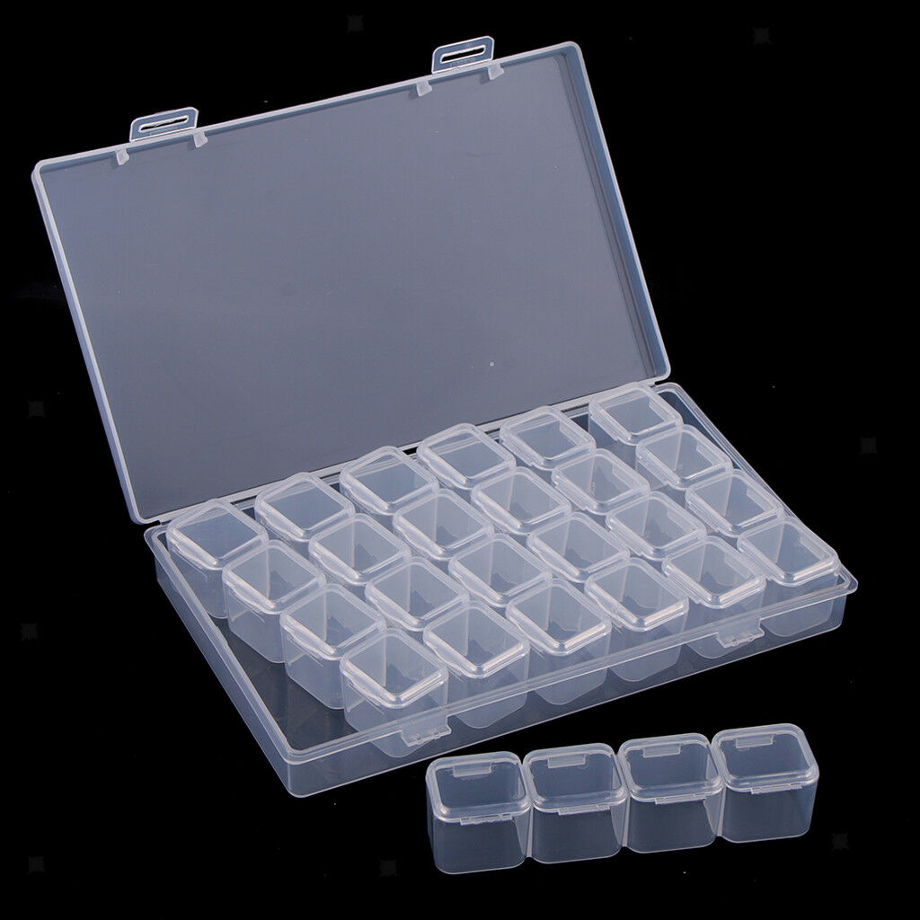 1 Pack 28 Grids Clear Small Parts Storage Box Beads Container Organizer Case