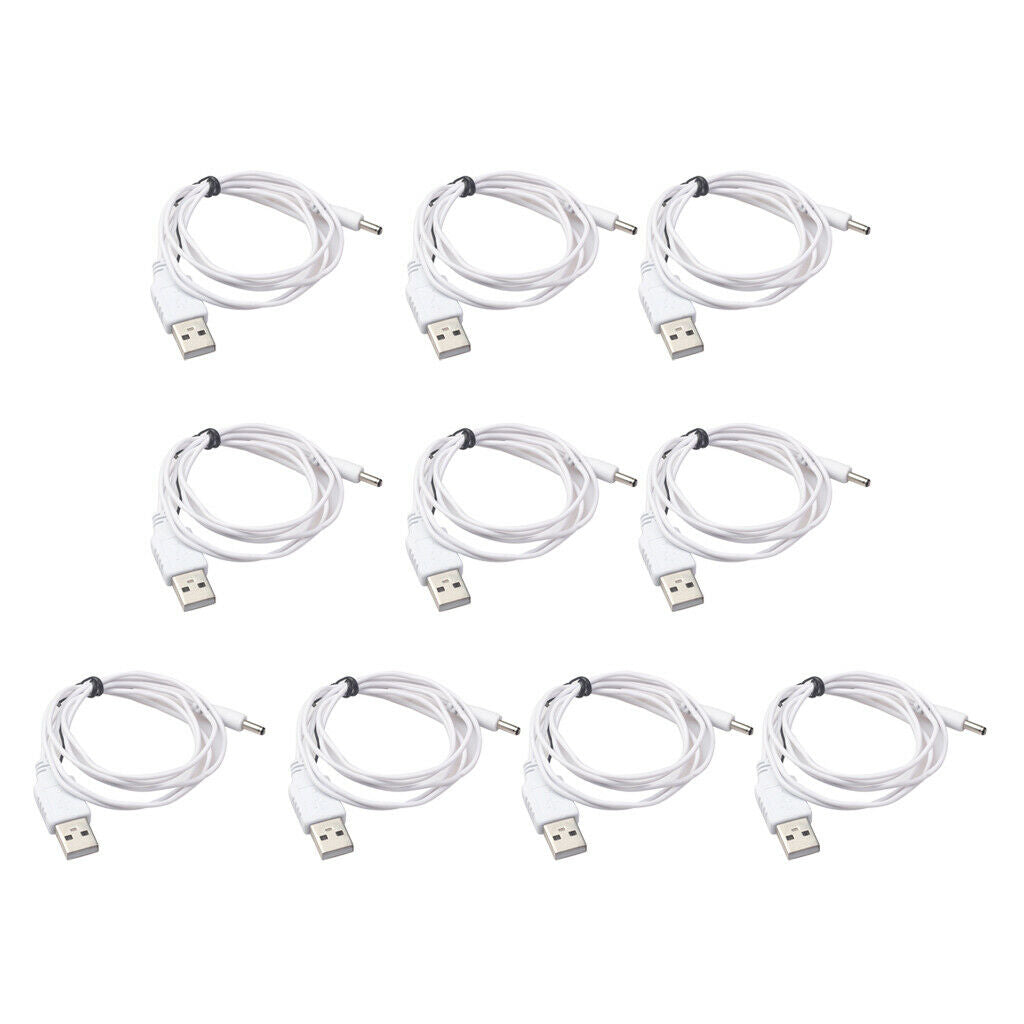 10x Power Cable USB to DC 3.5mm Jack Cable for Fan Lamp Speaker 1 Meter