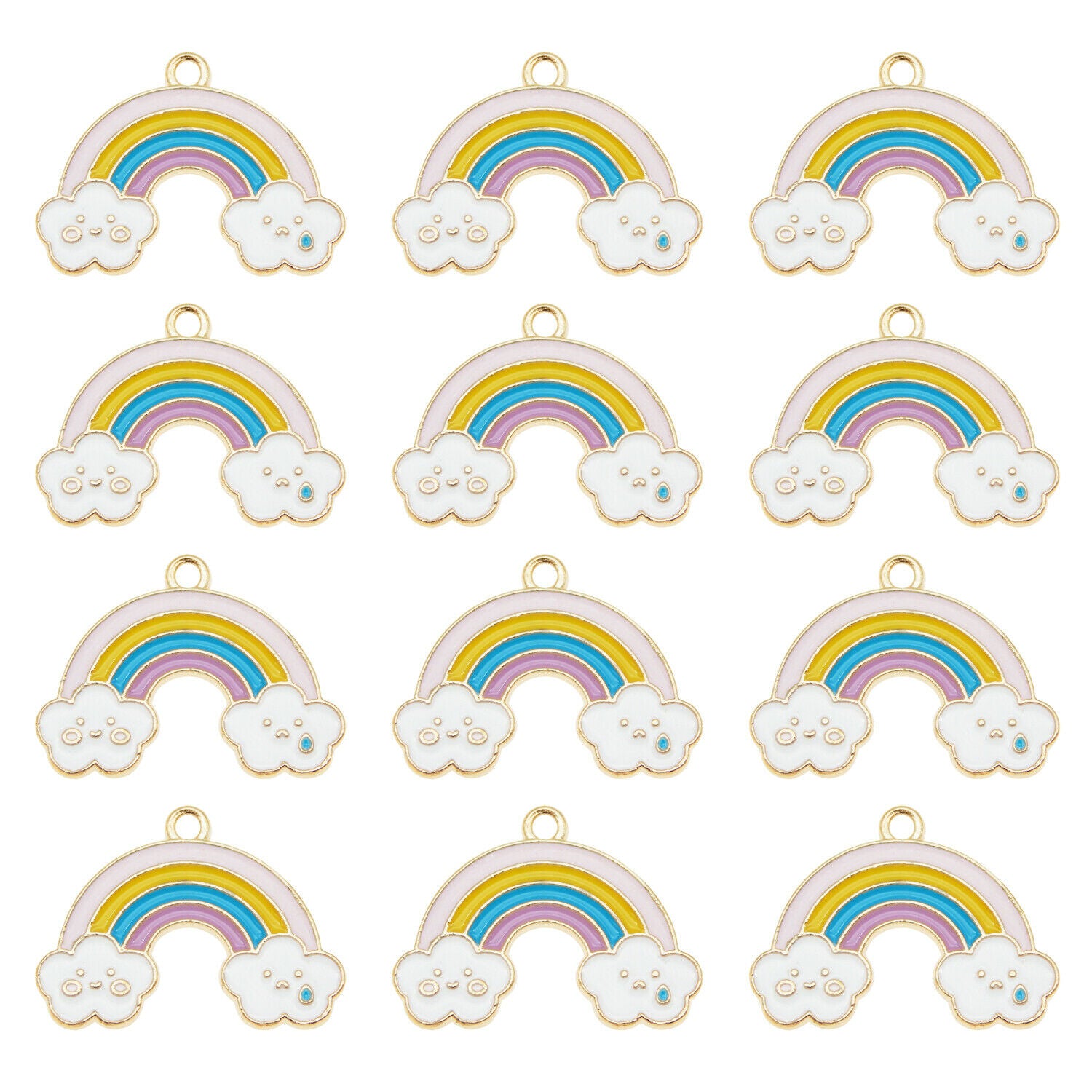 15 Rainbow Enamel Charm Cloud Alloy Pendant Bracelet Craft Jewelry Craft 28x25mm