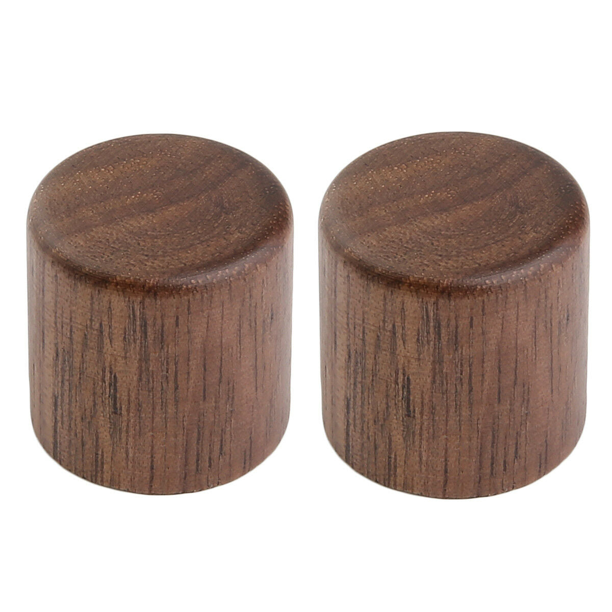 2x Walnut Wood Tele Style Flat Top Dome Knobs Guitar Bass Wood Barrel Knobs