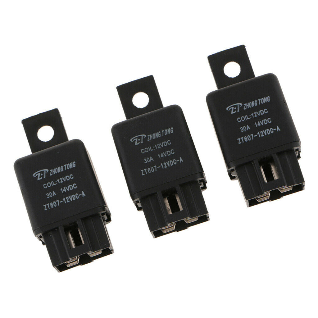 30A High Switching Capability 3PCS ZT607-DC12V 4Pin Heavy Duty SPST Relay High