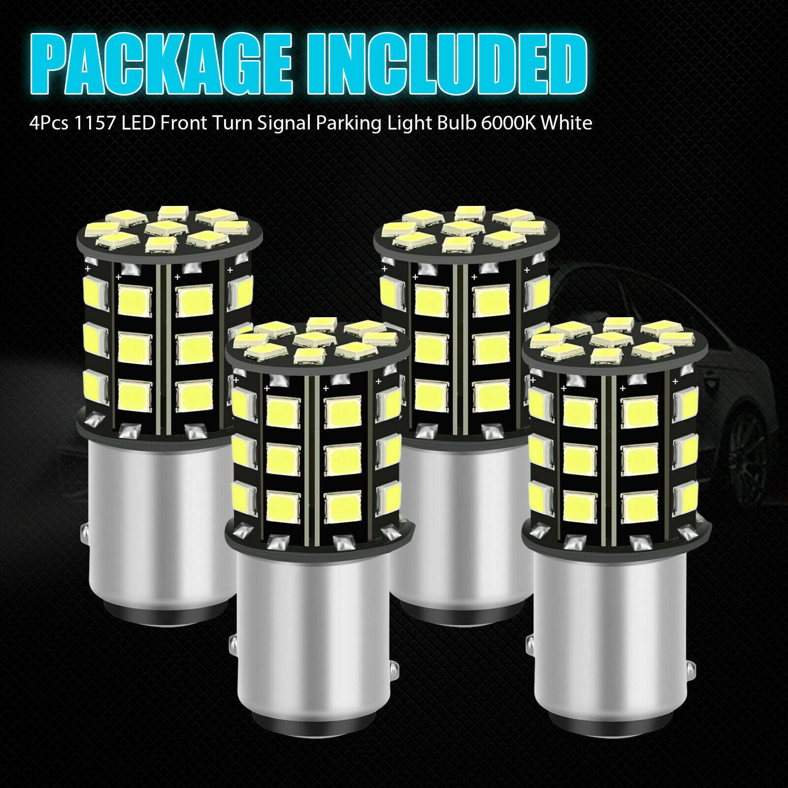 4x 1157 33-SMD White LED Tail Brake Stop Reverse Parking Turn Signal Light Bulbs