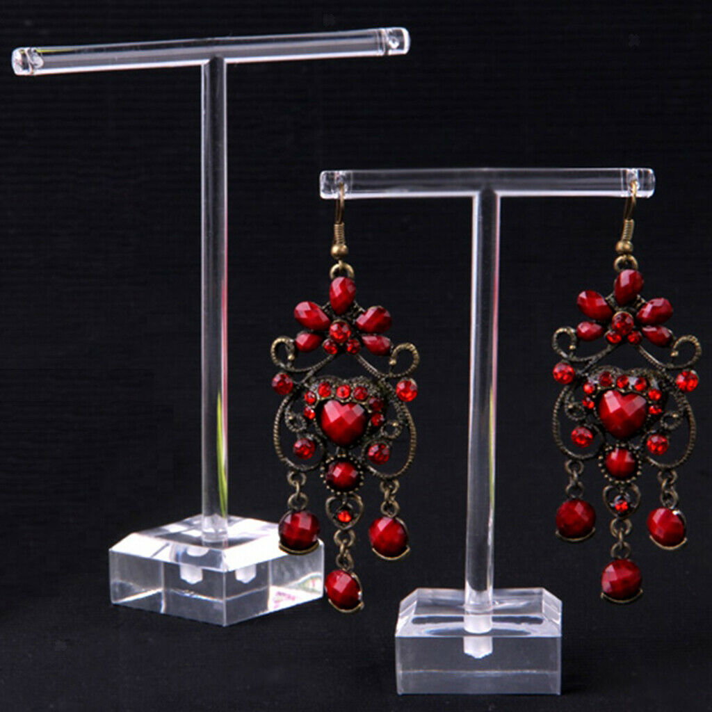 12Pcs Earrings Shelf Display Rack Acrylic Showcase Jewelry T Shape Stand Holder