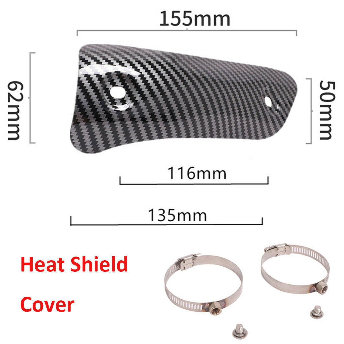 1 × Black Carbon Fiber Look Motorcycle Exhaust Pipe Anti-Scald Heat Shield Cover