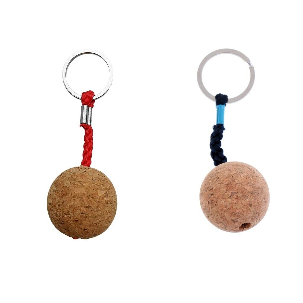 2Pcs Float Wooden Cork Keyring Key Holder for Marine Boat Yacht Kayak Dinghy