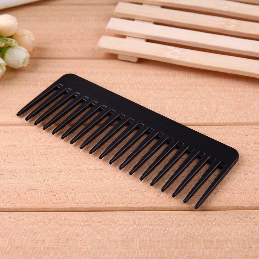 Black Plastic Wide Teeth Comb Wavy Hair Styling Detangling Wide Comb @