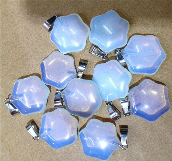 15Pcs 20x7mm White Opal Hexagonal Flower Pendant Bead DIY Jewelry Making HH9593