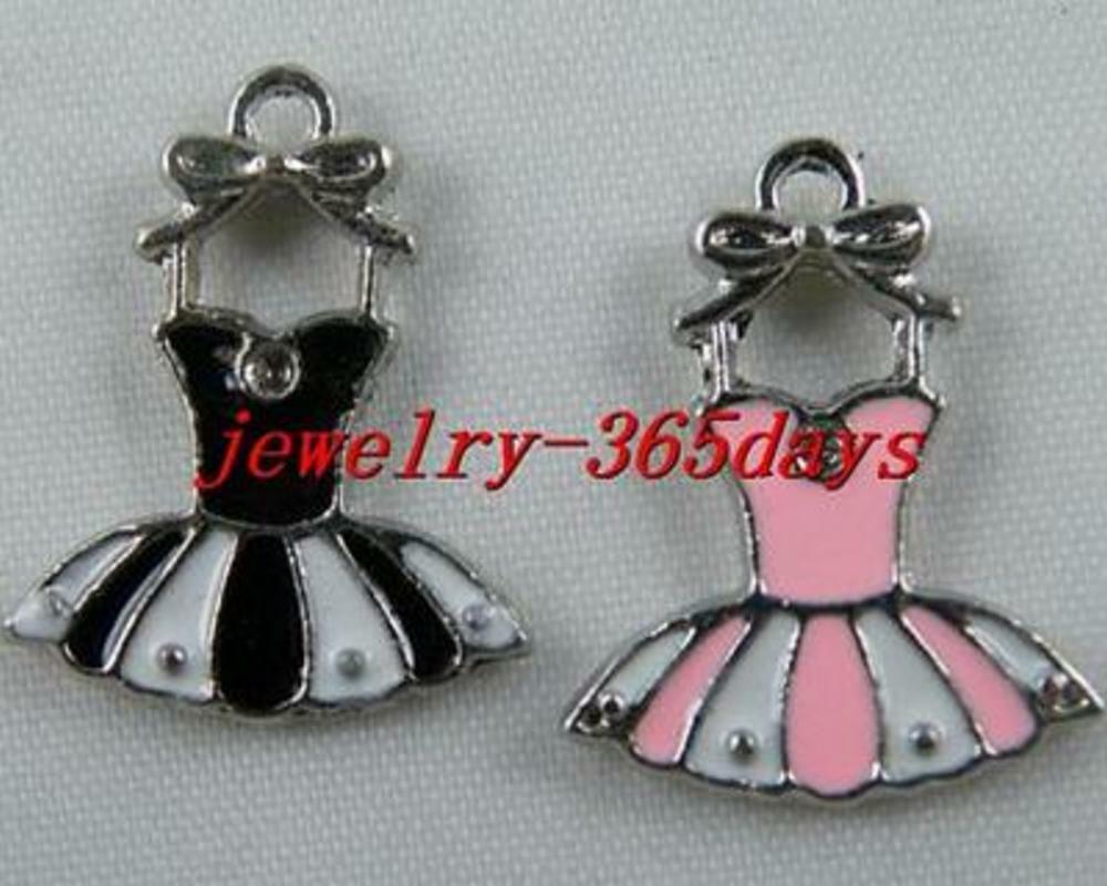 30pcs Enamel Double Skirt Charms Mixed Color 21x17x2.5mm b1634