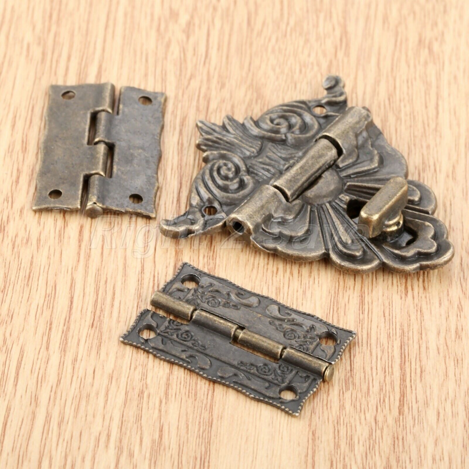 European Style Chest Suitcase Jewelry Box Latch Clasps Trinket With 2pcs Hinges