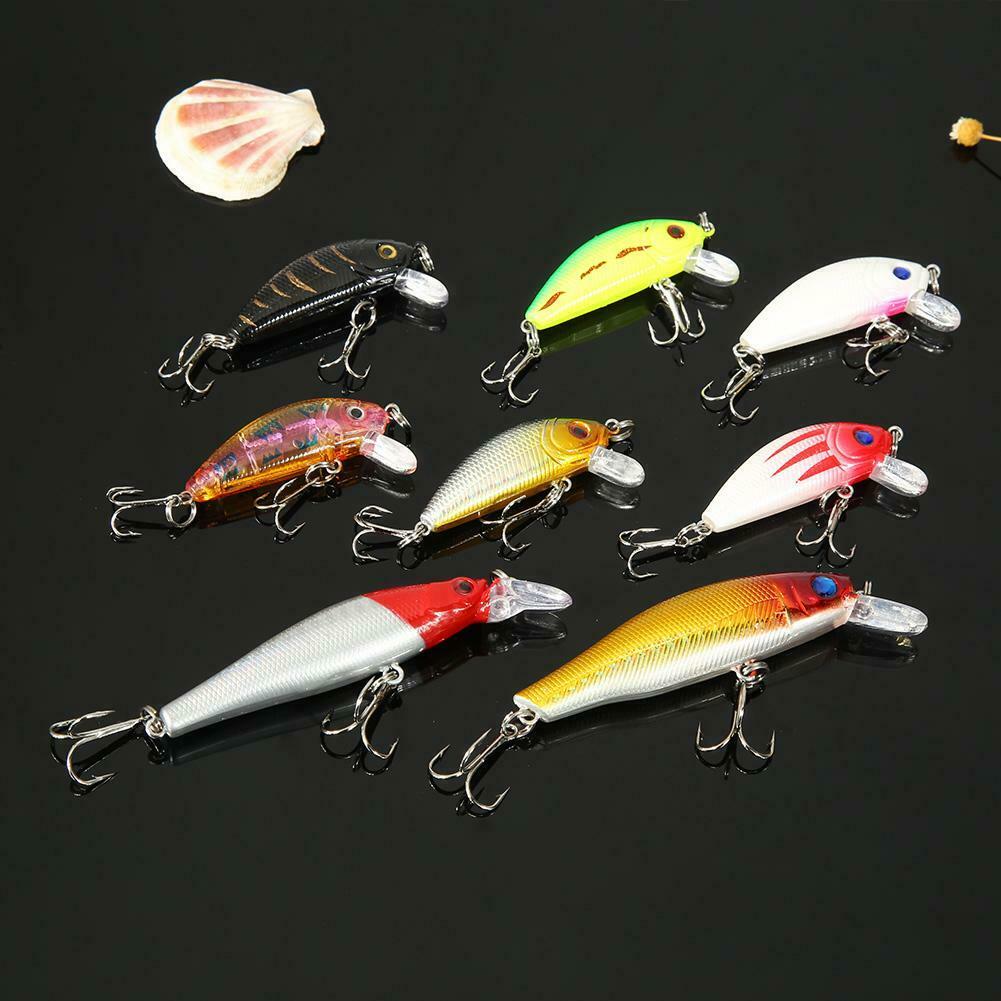 8pcs Minnow Fishing Lures 11cm Artificial Hard Bait Wobblers Crankbait Carp @
